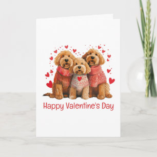 Happy Valentines Day Goldendoodle Dogs Card