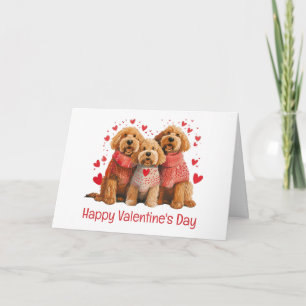 Happy Valentines Day Goldendoodle Dogs Card