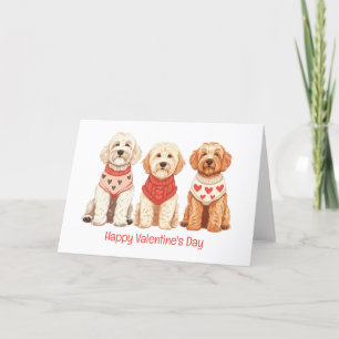Happy Valentines Day Goldendoodle Dogs Holiday Card