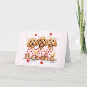 Happy Valentines Day Goldendoodle Dogs Holiday Card