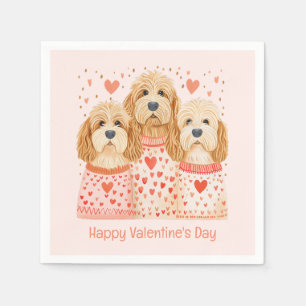 Happy Valentines Day Goldendoodle Dogs Napkin