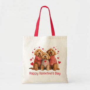Happy Valentines Day Goldendoodle Dogs Tote Bag