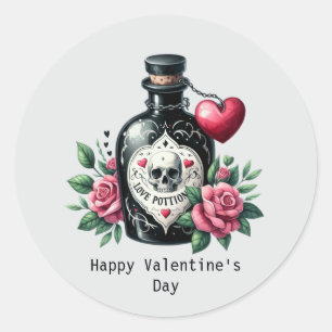 Happy Valentine's Day Gothic love potion Classic Round Sticker