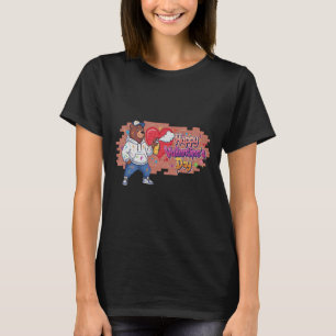 Happy Valentines Day Graffiti Bear Spray Paint Str T-Shirt