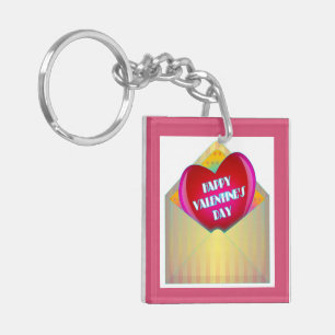 "HAPPY VALENTINE'S DAY" GREETING CARD KEY RING