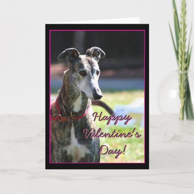 Happy Valentine's Day Greyhound greeting Card (Front)