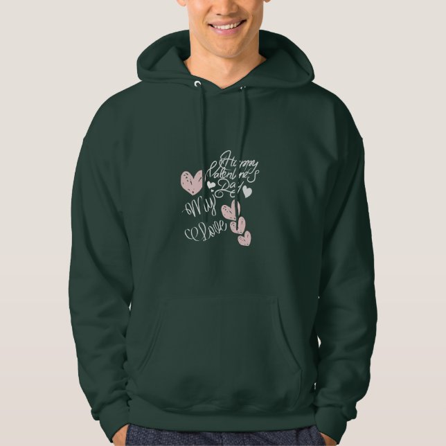 Happy Valentine's Day Hand Drawn Heart Design Hoodie (Front)
