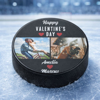 Happy Valentine's Day Heart 2 Photos  Hockey Puck