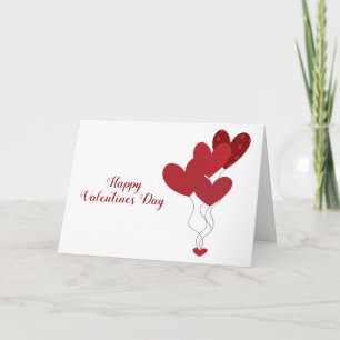 Happy Valentines Day Heart Balloons Red Card