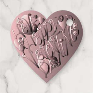 "Happy Valentine's Day" Heart Favour Tags