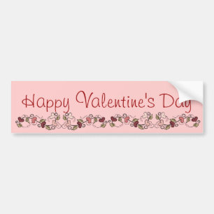 Happy Valentine's Day Heart Garland Bumper Sticker