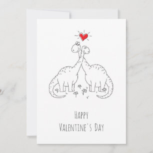 Happy Valentine's Day Heart Love Dinosaurs Holiday Card