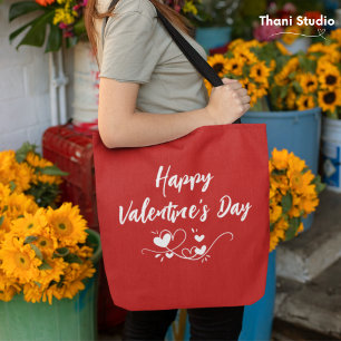 Happy Valentine's Day Heart Modern Typography Tote Bag