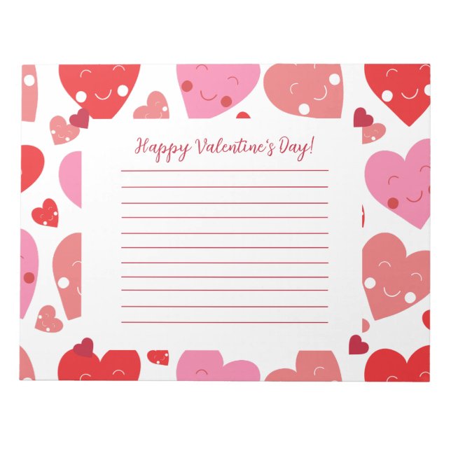 Happy Valentine's Day Heart Notepad (Front)