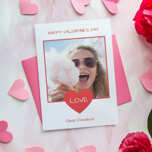 Happy Valentines Day Heart Photo Frame Holiday Card (Creator Uploaded)