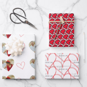 Happy Valentine's Day Heart Photo Simple Wrapping Paper Sheet