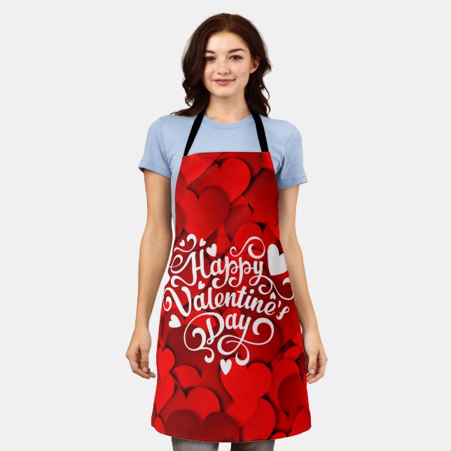 Happy Valentine's Day Heart Shape-23803 Apron (Worn)