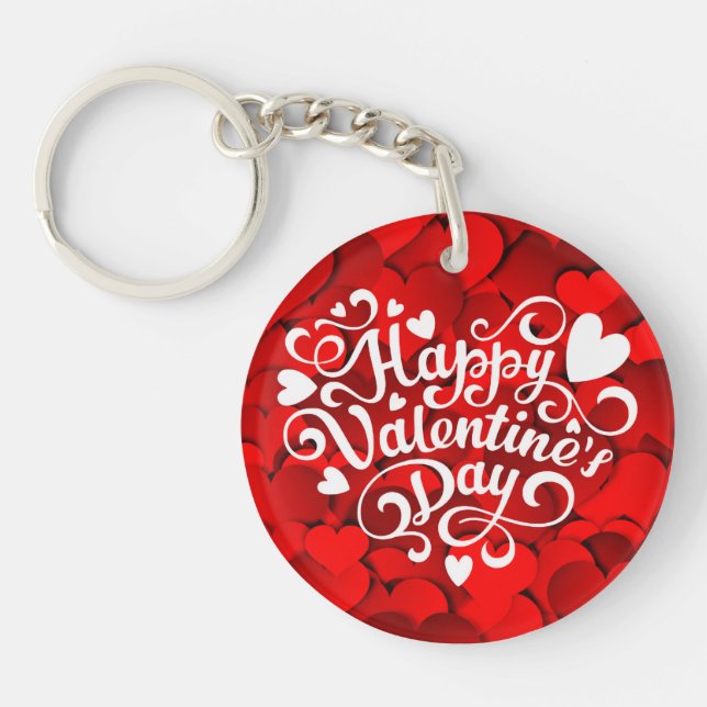 Happy Valentine's Day Heart Shape-23803 Key Ring (Front)
