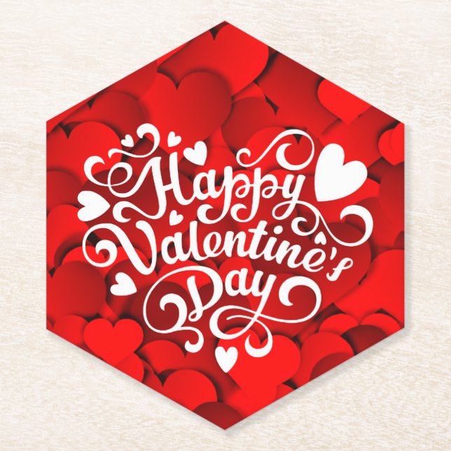 Happy Valentine's Day Heart Shape-23803 Paper Coaster (Front)