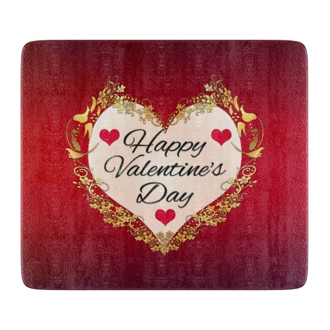 Happy Valentine's Day Heart Shape-47949 Cutting Board (Front)