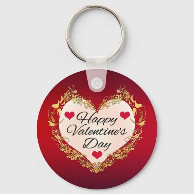Happy Valentine's Day Heart Shape-47949 Key Ring (Front)
