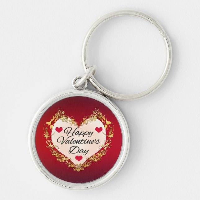 Happy Valentine's Day Heart Shape-47949 Key Ring (Front)