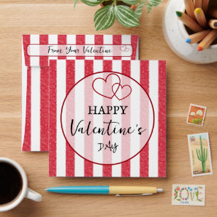 Happy Valentine's Day Heart Stripes Envelope