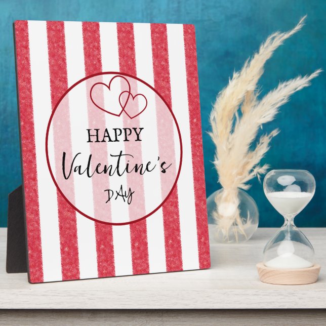 Happy Valentine's Day Heart Stripes Plaque (Side)