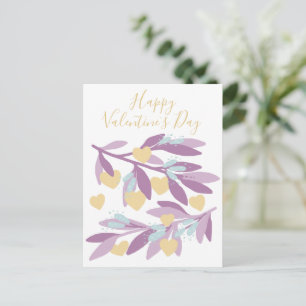 Happy Valentine's Day Hearts Branches Flowers Love Holiday Postcard