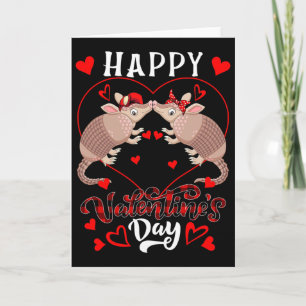 Happy Valentine's Day Hearts Couple Armadillos Zoo Card
