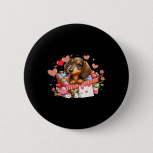 Happy Valentine's Day Hearts Cute Dachshund Dog Lo 6 Cm Round Badge