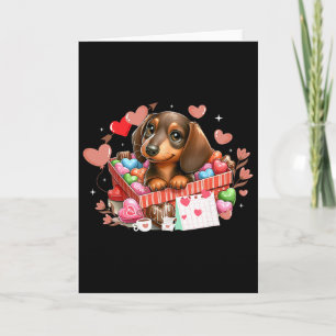 Happy Valentine's Day Hearts Cute Dachshund Dog Lo Card