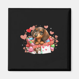 Happy Valentine's Day Hearts Cute Dachshund Dog Lo Magnet