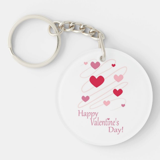 "HAPPY VALENTINE'S DAY" HEARTS KEY RING (Front)