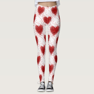 happy valentines day hearts leggings