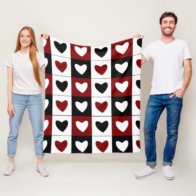 Happy Valentines Day Hearts Pattern Fleece Blanket (In Situ)