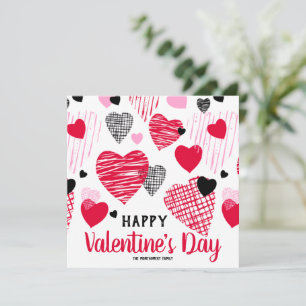 "Happy Valentine's Day" Hearts Personalised Flat Card