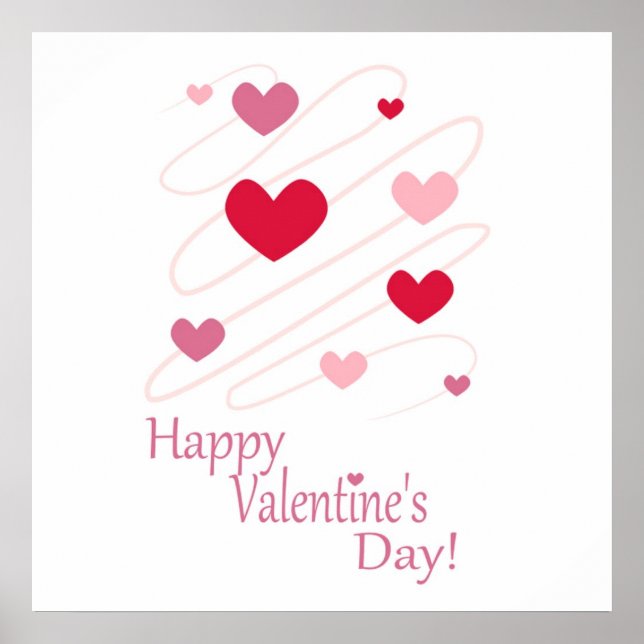 "HAPPY VALENTINE'S DAY" HEARTS POSTER (Front)