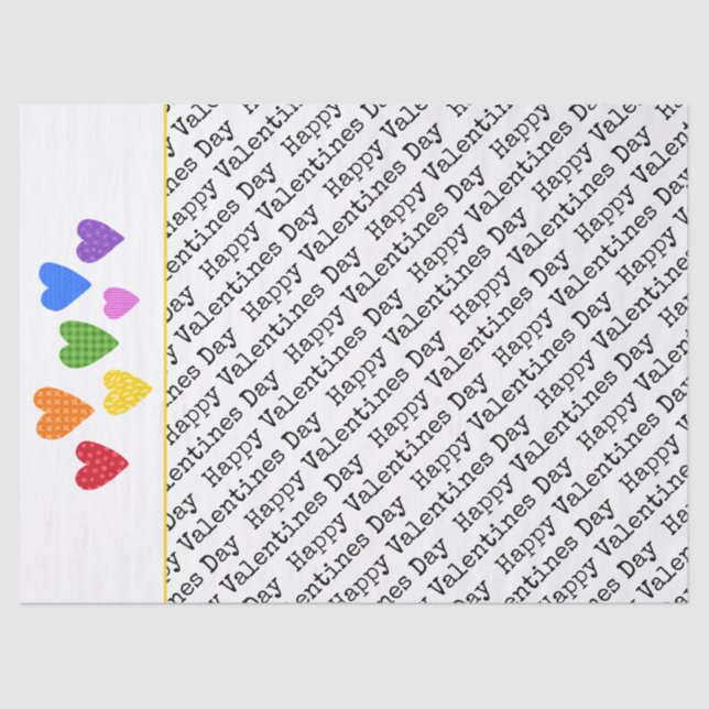 Happy Valentines Day Hearts Rainbow Colours Kids  Tissue Paper (Front)