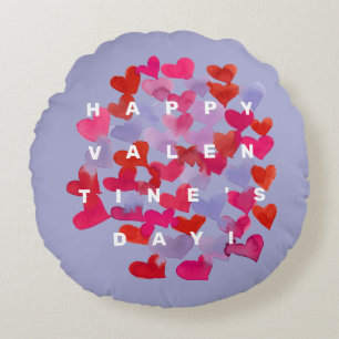Happy Valentine's Day hearts round Pillow