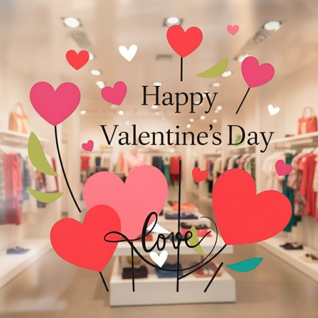 Happy Valentine's Day Hearts Window Cling (Happy Valentine's Day Hearts Window Cling)