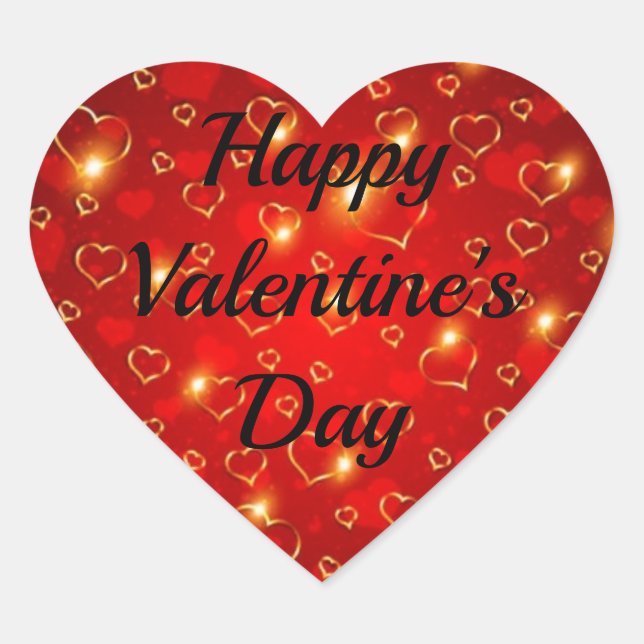 Happy Valentine's Day Hearts Your Text 20 STICKERS (Front)
