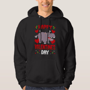 Happy Valentines Day Hippo Heart Love Animal Hoodie