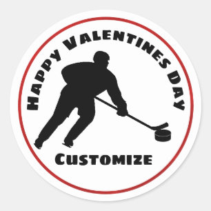 Happy Valentines Day Hockey Player Sticker