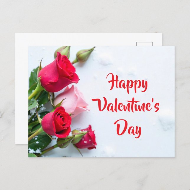 Happy Valentine's Day  Holiday Postcard (The text 'Happy Valentine's Day' is elegantly scripted in red adding a festive look.)