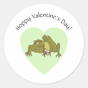 Happy Valentines Day Hoppy Frogs In Love Classic Round Sticker