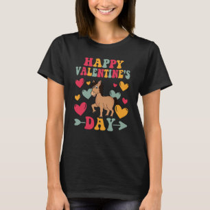 Happy Valentines Day Horse Heart Love Groovy T-Shirt