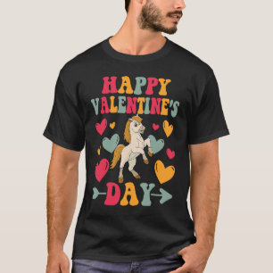 Happy Valentines Day Horse Heart Love Groovy T-Shirt