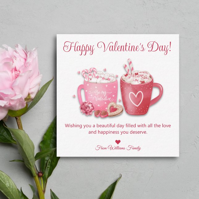 happy valentines day,hot chocolate pink holiday  card (Creator Uploaded)