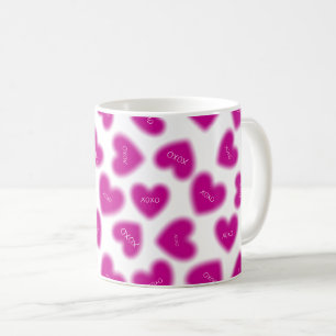 Happy Valentines Day Hugs and Kisses Modern Coffee Mug